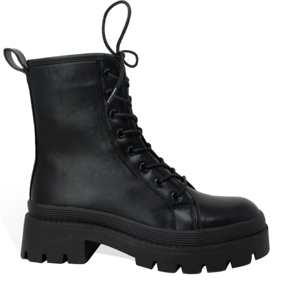 Chase + Chloe Black Combat Moto Boots